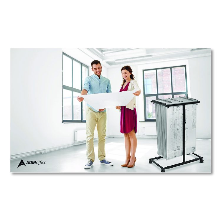 Blueprint Storage Cabinet Steel Vertical Plan Center, Assorted Document Sizes,15" x 27" to 47.25" x 32.5" to 57", Black