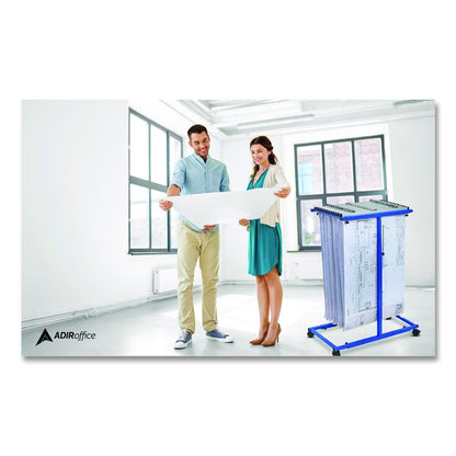 Blueprint Storage Cabinet Steel Vertical Plan Center, Assorted Document Sizes, 15" x 27" to 47.25" x 32.5" to 57", Blue