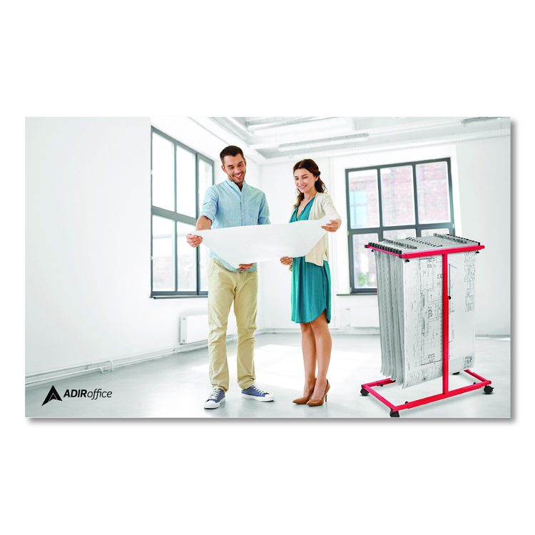 Blueprint Storage Cabinet Steel Vertical Plan Center, Assorted Document Sizes, 15" x 27" to 47.25" x 32.5" to 57", Red