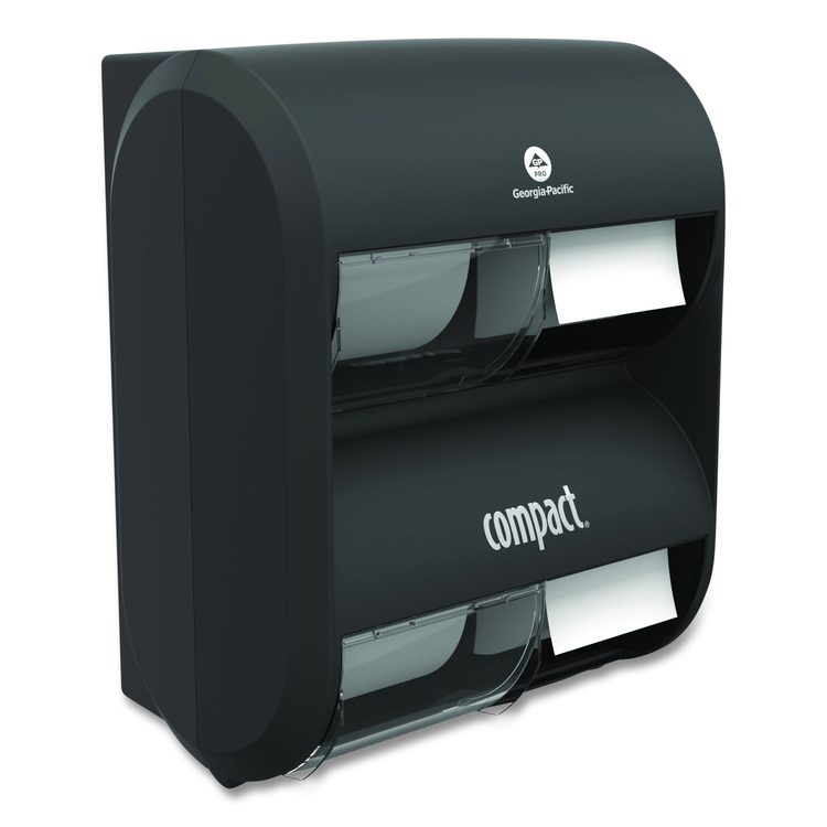 Compact Quad Vertical Four Roll Coreless Tissue Dispenser, 12.31 x 14.81 x 7.86, Black