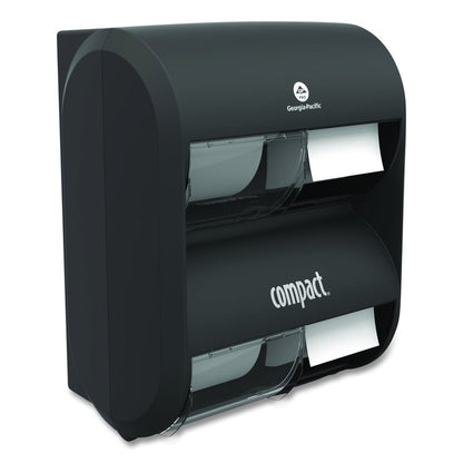 Compact Quad Vertical Four Roll Coreless Tissue Dispenser, 12.31 x 14.81 x 7.86, Black