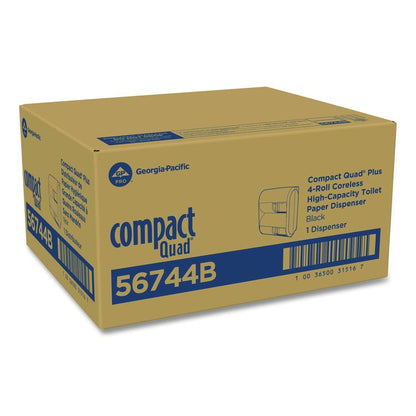 Compact Quad Vertical Four Roll Coreless Tissue Dispenser, 12.31 x 14.81 x 7.86, Black