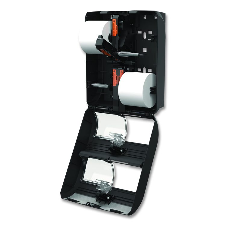Compact Quad Vertical Four Roll Coreless Tissue Dispenser, 12.31 x 14.81 x 7.86, Black