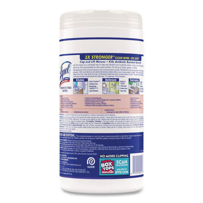 Disinfecting Wipes, 1-Ply, 7 x 7.25, Early Morning Breeze, White, 80 Wipes/Canister, 6 Canisters/Carton