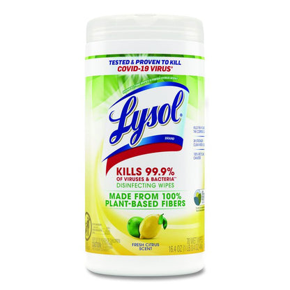 Disinfecting Wipes II Fresh Citrus, 1-Ply, 7 x 7.25, White, 70 Wipes/Canister, 6 Canisters/Carton