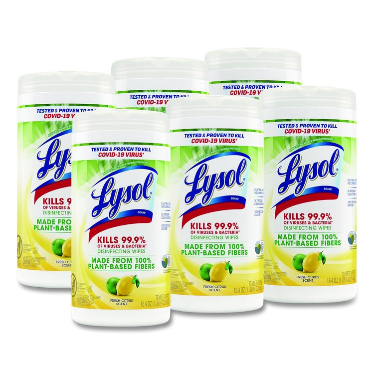 Disinfecting Wipes II Fresh Citrus, 1-Ply, 7 x 7.25, White, 70 Wipes/Canister, 6 Canisters/Carton