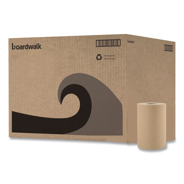 Hardwound Paper Towels, 1-Ply, 8" x 350 ft, Natural, 12 Rolls/Carton