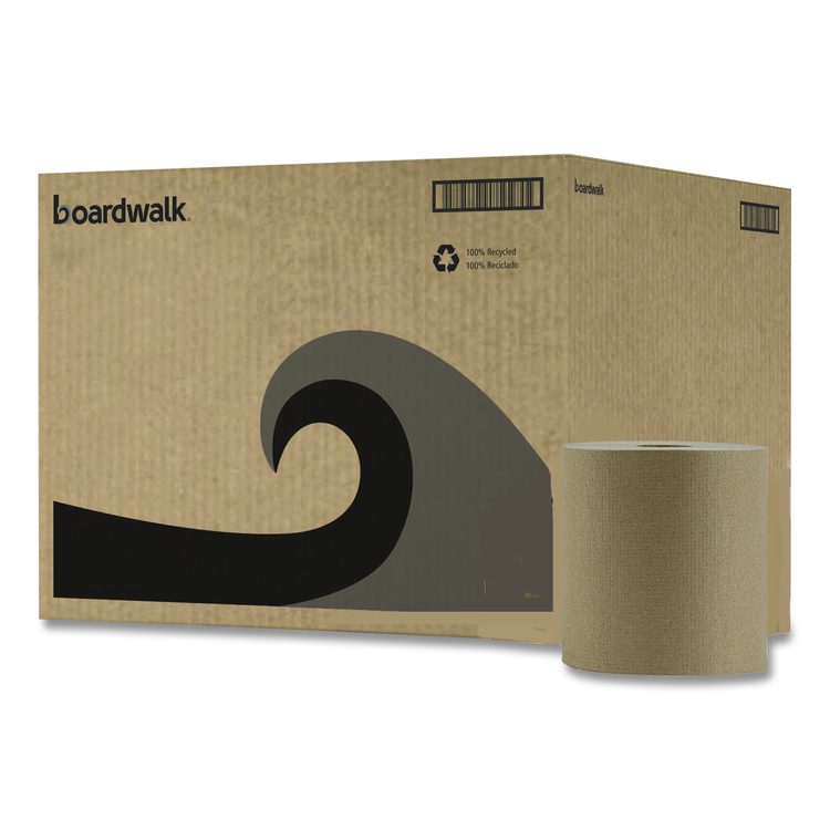 Hardwound Paper Towels, Nonperforated, 1-Ply, 8" x 800 ft, Natural, 6 Rolls/Carton