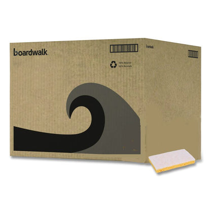 Light-Duty Scrubbing Sponge, Individually Wrapped, 3.6 x 6.1, 0.7" Thick, Yellow/White, 20/Carton