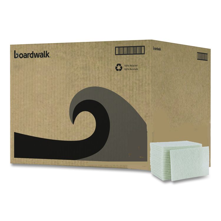 Light-Duty Scouring Pad, 6 x 9, White, 20/Carton