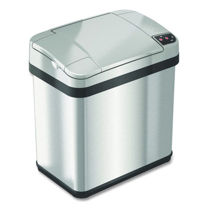 Rectangular Sensor Trash Can, 2.5 gal, Plastic, Silver