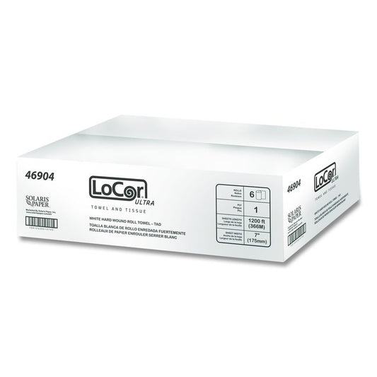 Hard Wound Roll Towel, TAD, 1-Ply, 7" x 1,200 ft, White, 6 Rolls/Carton