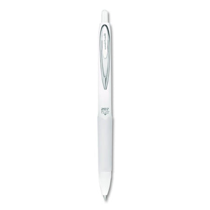 207 Plus+ Gel Pen, Retractable, Medium 0.7 mm, Black Ink, White Barrel, Dozen