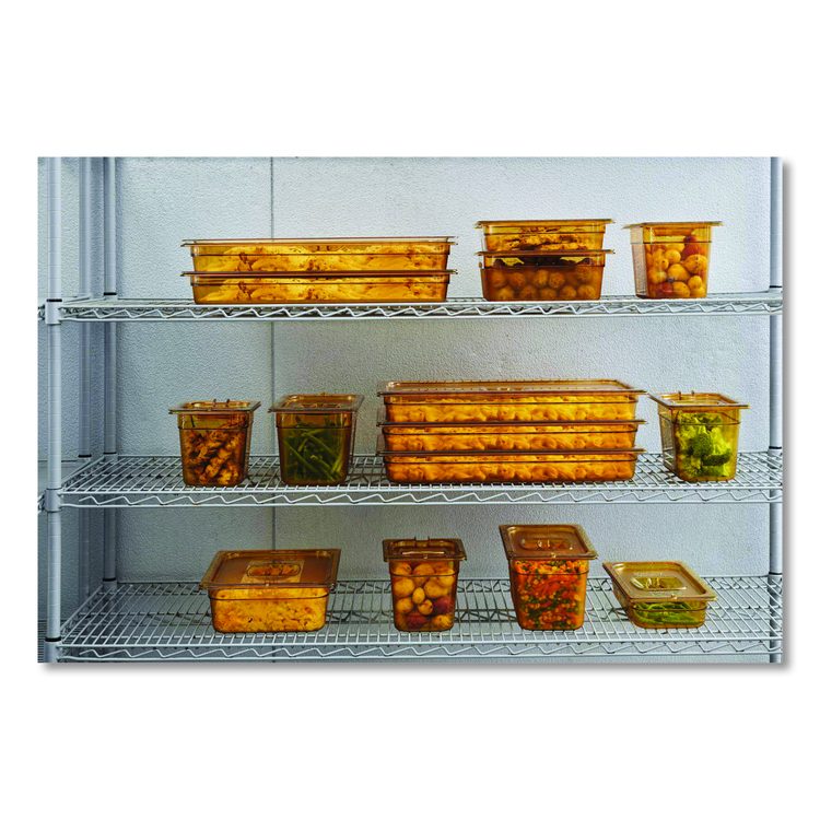 Insert Pan Handled Notched Cover, 6.38 x 0.39 x 10.38, Amber, Plastic, 6/Carton