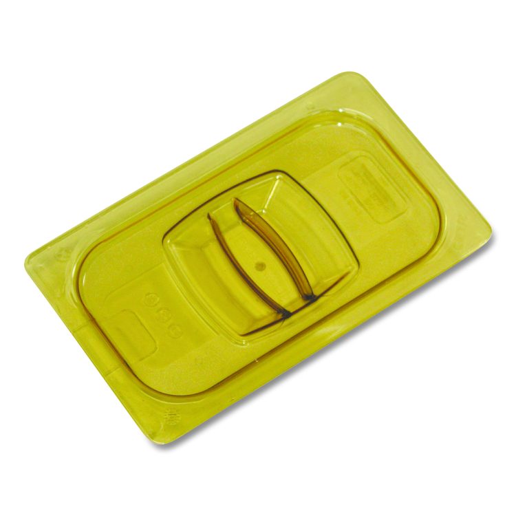 Insert Pan Handled Notched Cover, 6.38 x 0.39 x 10.38, Amber, Plastic, 6/Carton