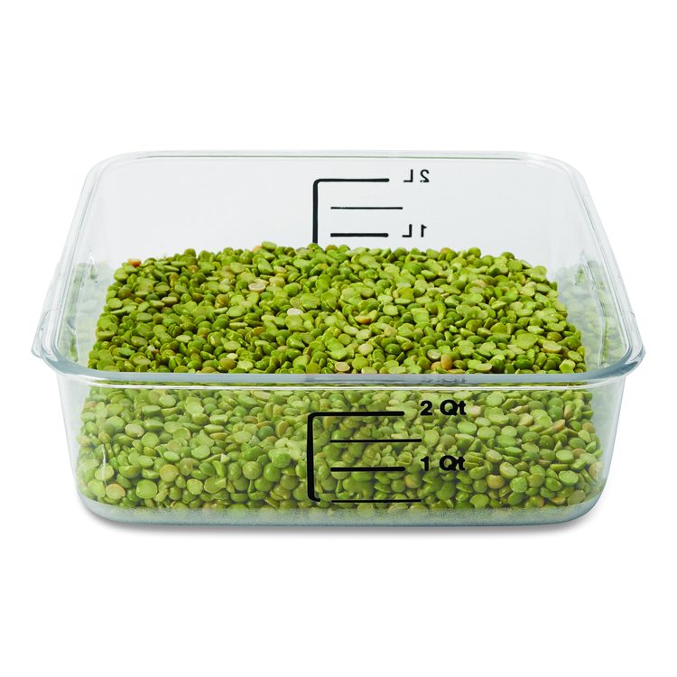 SpaceSaver Square Containers, 2 qt, 8.8 x 8.75 x 2.7, Clear, Plastic