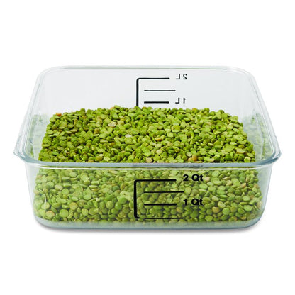 SpaceSaver Square Containers, 2 qt, 8.8 x 8.75 x 2.7, Clear, Plastic