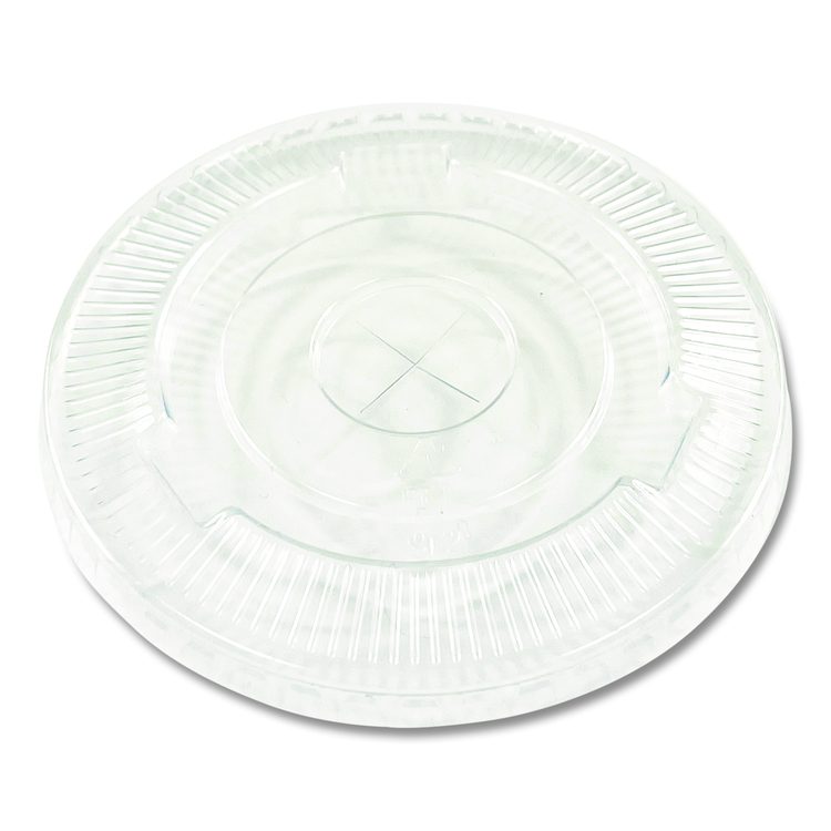 PET Cold Cup Straw-Slot Lids, Fits 9 oz Squat/12 oz Cold Cups, Plastic, Clear, 1,000/Carton