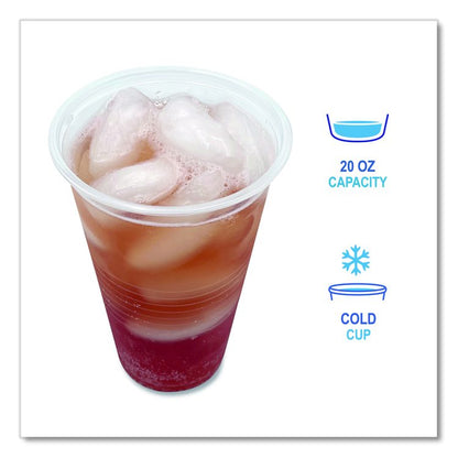 Translucent Plastic Cold Cups, 20 oz, Clear, 1,000/Carton