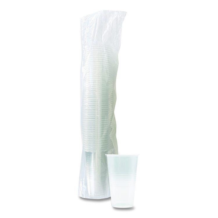 Translucent Plastic Cold Cups, 20 oz, Clear, 50/Pack