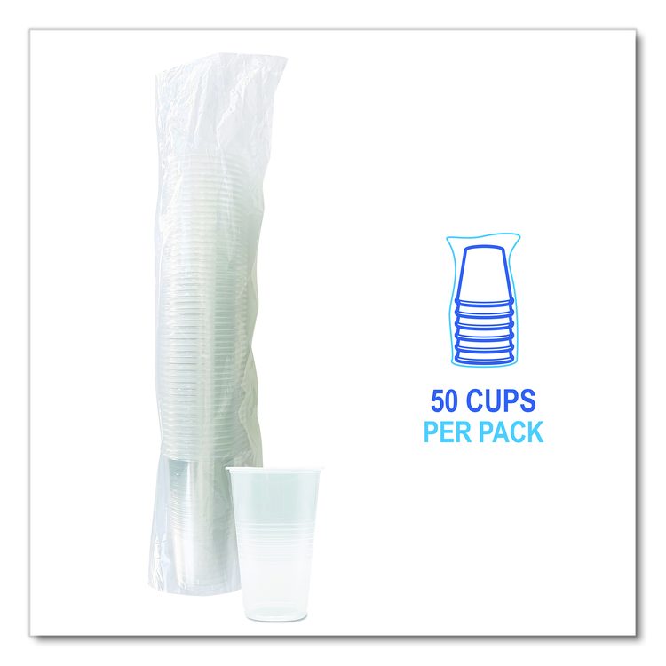 Translucent Plastic Cold Cups, 20 oz, Clear, 50/Pack
