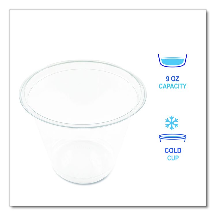Clear Plastic PET Cups, Squat, 9 oz, 1,000/Carton