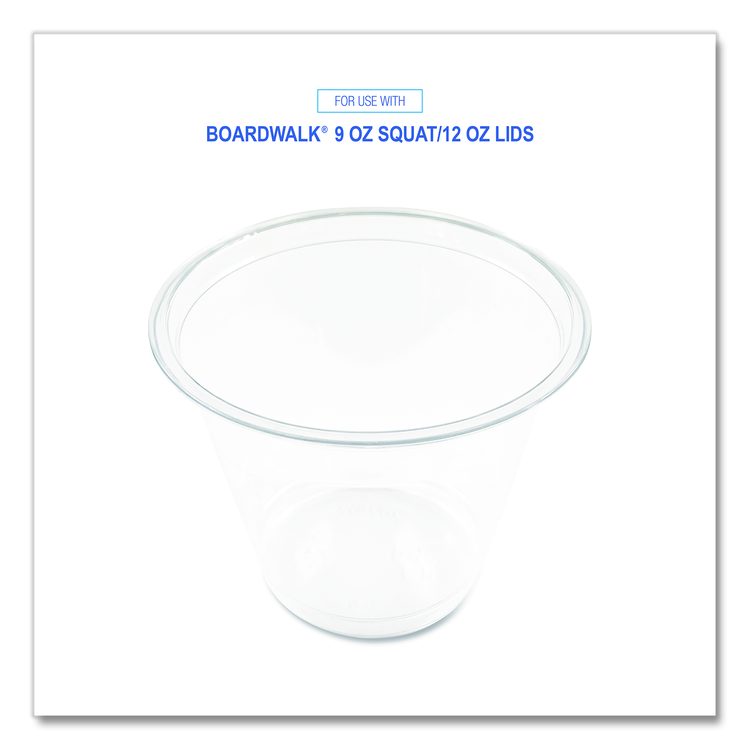 Clear Plastic PET Cups, Squat, 9 oz, 1,000/Carton