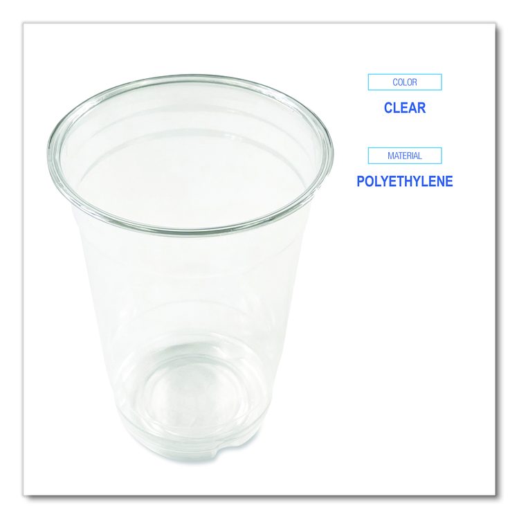 Clear Plastic PET Cups, 14 oz, 50/Bag, 20 Bags/Carton