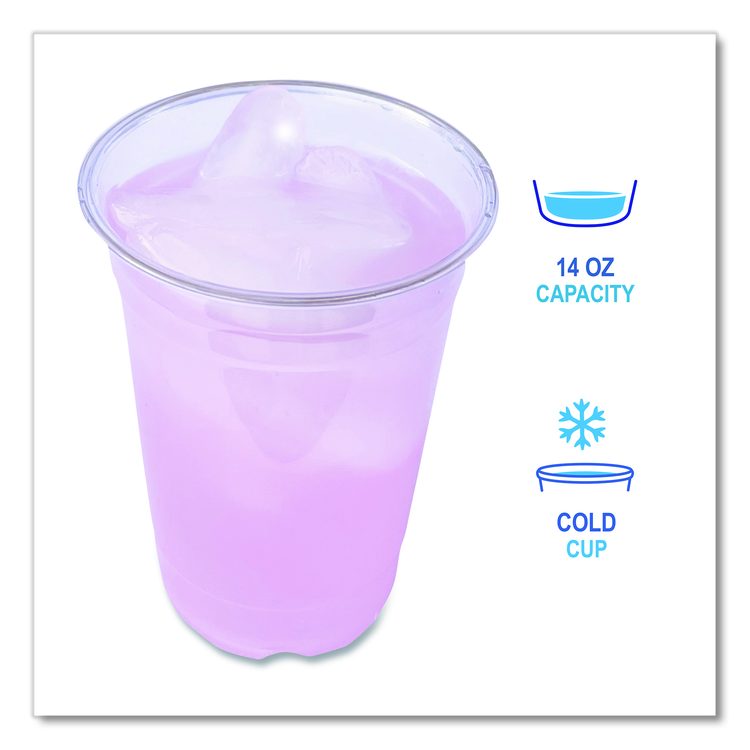 Clear Plastic PET Cups, 14 oz, 50/Bag, 20 Bags/Carton