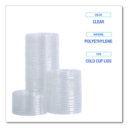 PET Cold Cup Straw-Slot Lids, Fits 9 oz to 10 oz Cold Cups, Plastic, Clear, 100/Pack