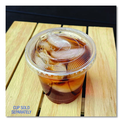 PET Cold Cup Straw-Slot Lids, Fits 9 oz to 10 oz Cold Cups, Plastic, Clear, 100/Pack