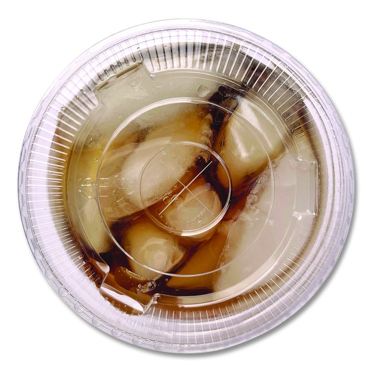 PET Cold Cup Straw-Slot Lids, Fits 9 oz to 10 oz Cold Cups, Plastic, Clear, 100/Pack