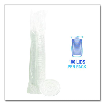 PET Cold Cup Straw-Slot Lids, Fits 9 oz Squat/12 oz Cold Cups, Plastic, Clear, 100/Pack