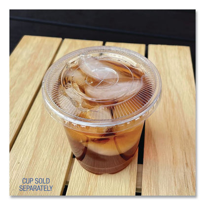 PET Cold Cup Straw-Slot Lids, Fits 9 oz Squat/12 oz Cold Cups, Plastic, Clear, 100/Pack
