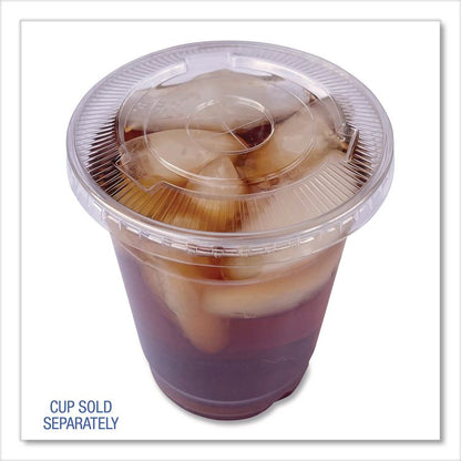 PET Cold Cup Straw-Slot Lids, Fits 9 oz Squat/12 oz Cold Cups, Plastic, Clear, 100/Pack