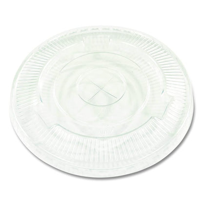 PET Cold Cup Straw-Slot Lids, Fits 9 oz Squat/12 oz Cold Cups, Plastic, Clear, 100/Pack