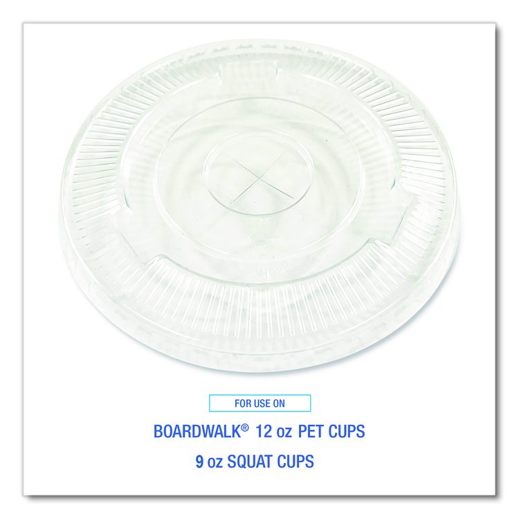 PET Cold Cup Straw-Slot Lids, Fits 9 oz Squat/12 oz Cold Cups, Plastic, Clear, 1,000/Carton
