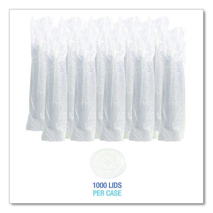 PET Cold Cup Straw-Slot Lids, Fits 9 oz Squat/12 oz Cold Cups, Plastic, Clear, 1,000/Carton