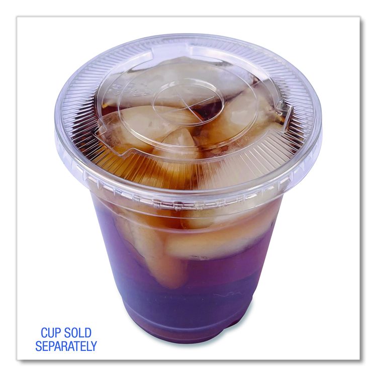 PET Cold Cup Straw-Slot Lids, Fits 9 oz Squat/12 oz Cold Cups, Plastic, Clear, 1,000/Carton