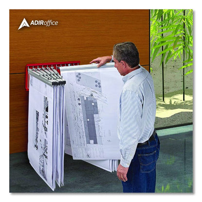 Large File Blueprint Pivot Wall Rack, Assorted Document Sizes Accommodated, 11" x 15.8" x 23.9", Red