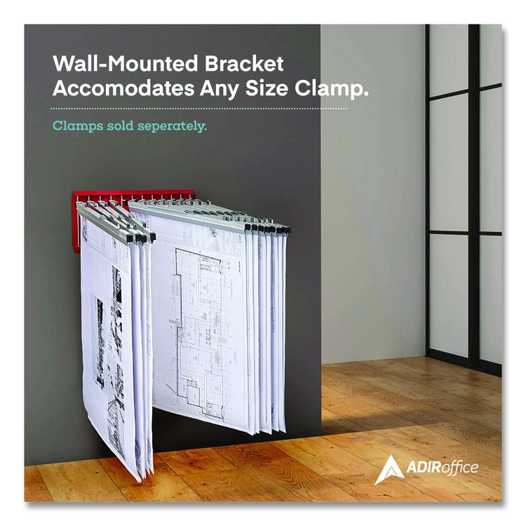 Large File Blueprint Pivot Wall Rack, Assorted Document Sizes Accommodated, 11" x 15.8" x 23.9", Red