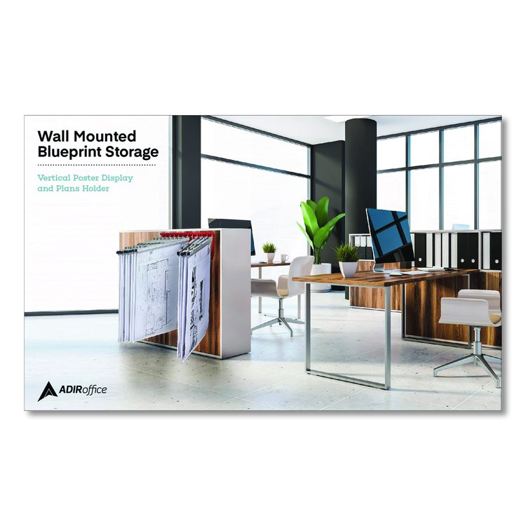 Large File Blueprint Pivot Wall Rack, Assorted Document Sizes Accommodated, 11" x 15.8" x 23.9", Red