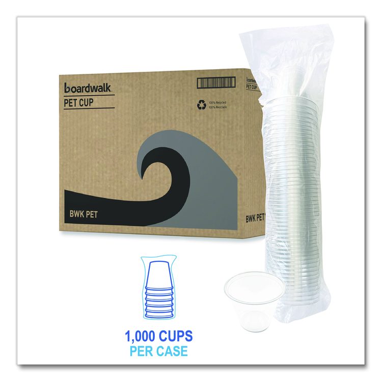 Clear Plastic PET Cups, Squat, 9 oz, 1,000/Carton
