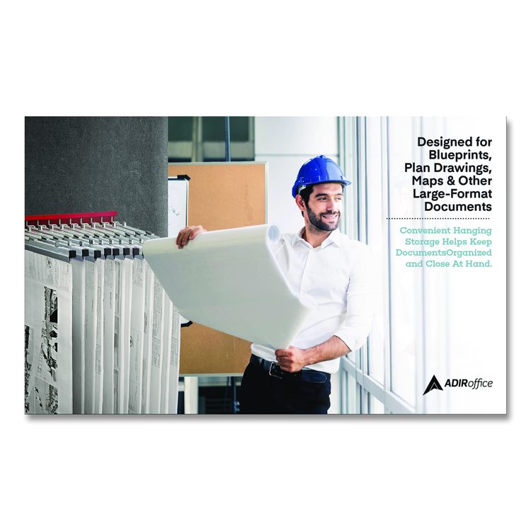 Large File Blueprint Pivot Wall Rack, Assorted Document Sizes Accommodated, 11" x 15.8" x 23.9", Red
