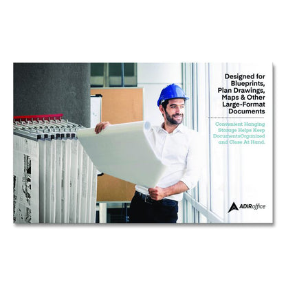 Large File Blueprint Pivot Wall Rack, Assorted Document Sizes Accommodated, 11" x 15.8" x 23.9", Red