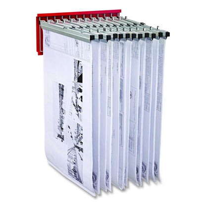 Large File Blueprint Pivot Wall Rack, Assorted Document Sizes Accommodated, 11" x 15.8" x 23.9", Red