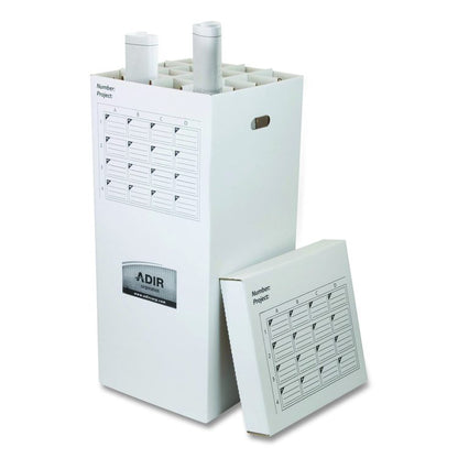 16 Slot Blueprint Rolled File Upright Storage Box, 16 Compartments, 17.5 x 17.5 x 37, White