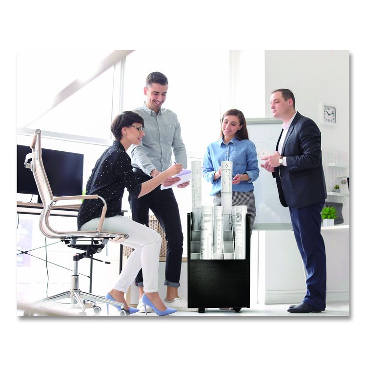 20-Slot Mobile Rolling Wood Blueprint Storage Cabinet Roll File Large Document Organizer, 15.25 x 13.25 x 24.75, Black