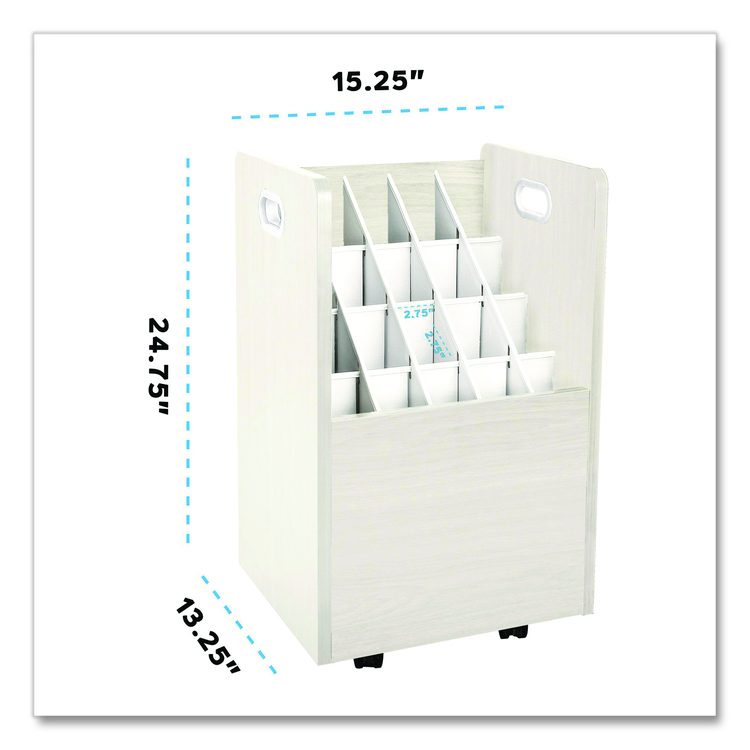 20-Slot Mobile Rolling Wood Blueprint Storage Cabinet Roll File Large Document Organizer, 15.25 x 13.25 x 24.75, White