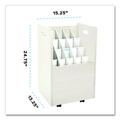 20-Slot Mobile Rolling Wood Blueprint Storage Cabinet Roll File Large Document Organizer, 15.25 x 13.25 x 24.75, White